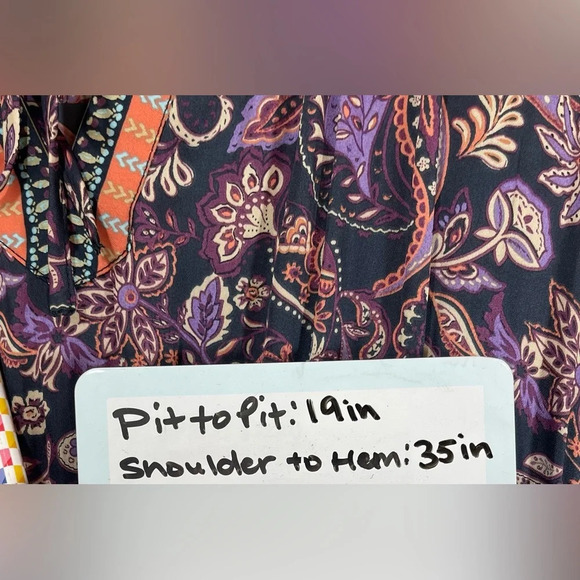 Anthropologie Current Air Paisley Boarder Print The Purple Haze Dress Women’s S - Picture 13 of 14